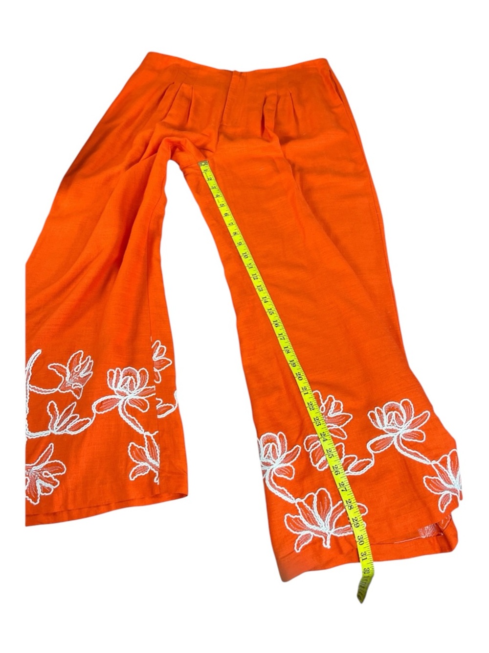 NWT Alex Marie Orange Linen Blend Embroidered Wide Leg Pants Size 18 MSRP 139 - Picture 7 of 8